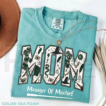 Comfort Colors Mom Manager of Mischief Shirt Magical Wizard Tee
