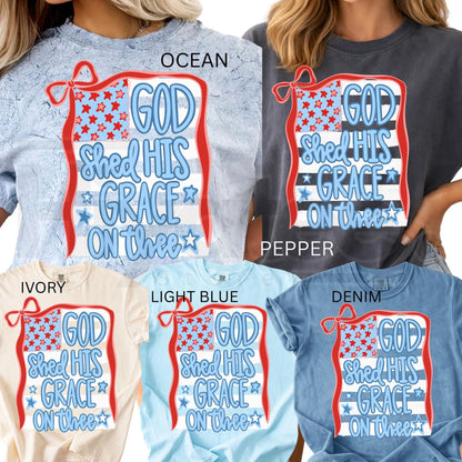 Comfort Colors® America 250 Years Shirt – Floral & Stripe USA 4th of July Graphic Tee