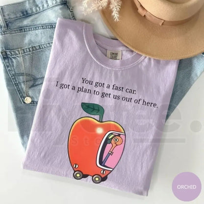 Comfort Colors Fast Car T-Shirt Retro Apple Graphic Road Trip Tee