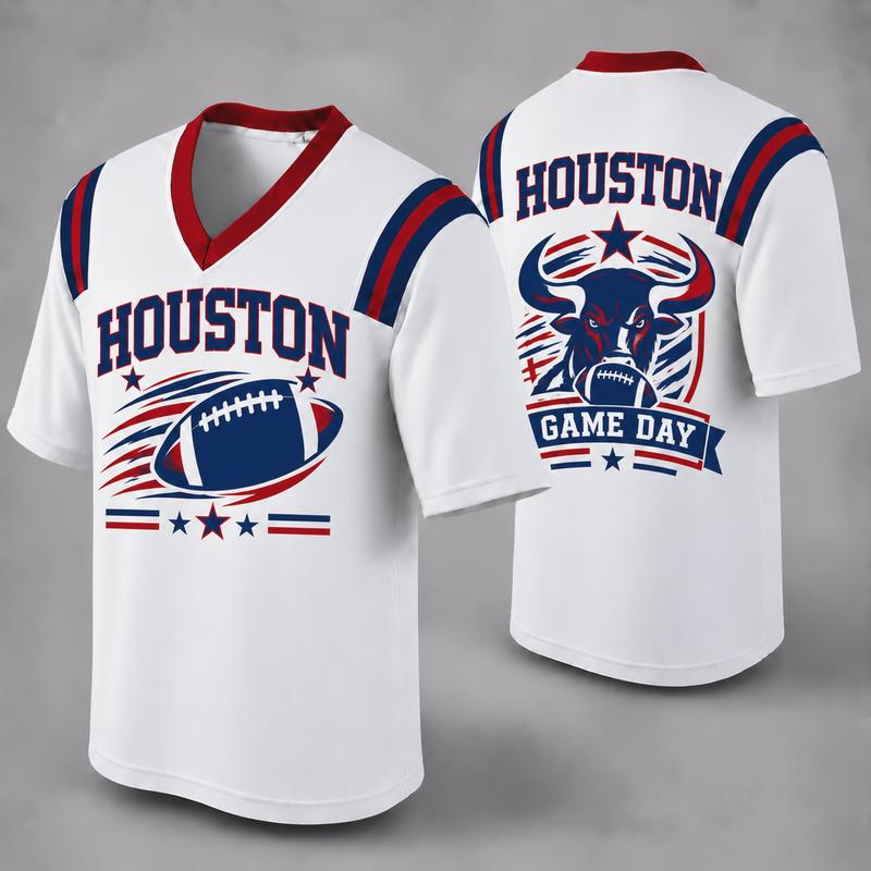Custom Football Fan Jersey, White Mesh V-Neck Game Day Top, Unisex American Football Apparel for All 32 Teams