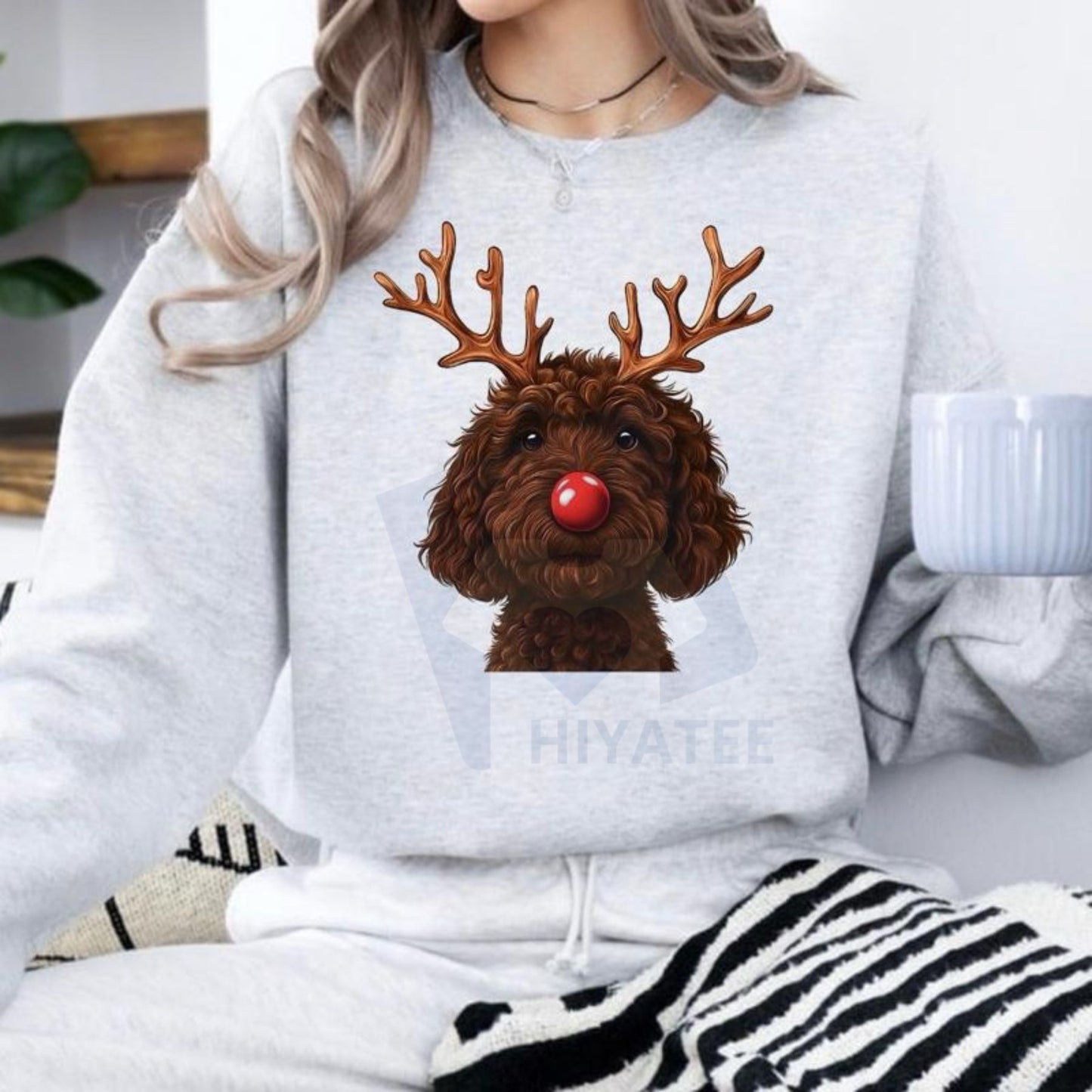 Christmas Reindeer Dog Sweatshirt: Cute Holiday Pet Graphic Pullover, Festive Dog Lover Crewneck, Unisex Gift