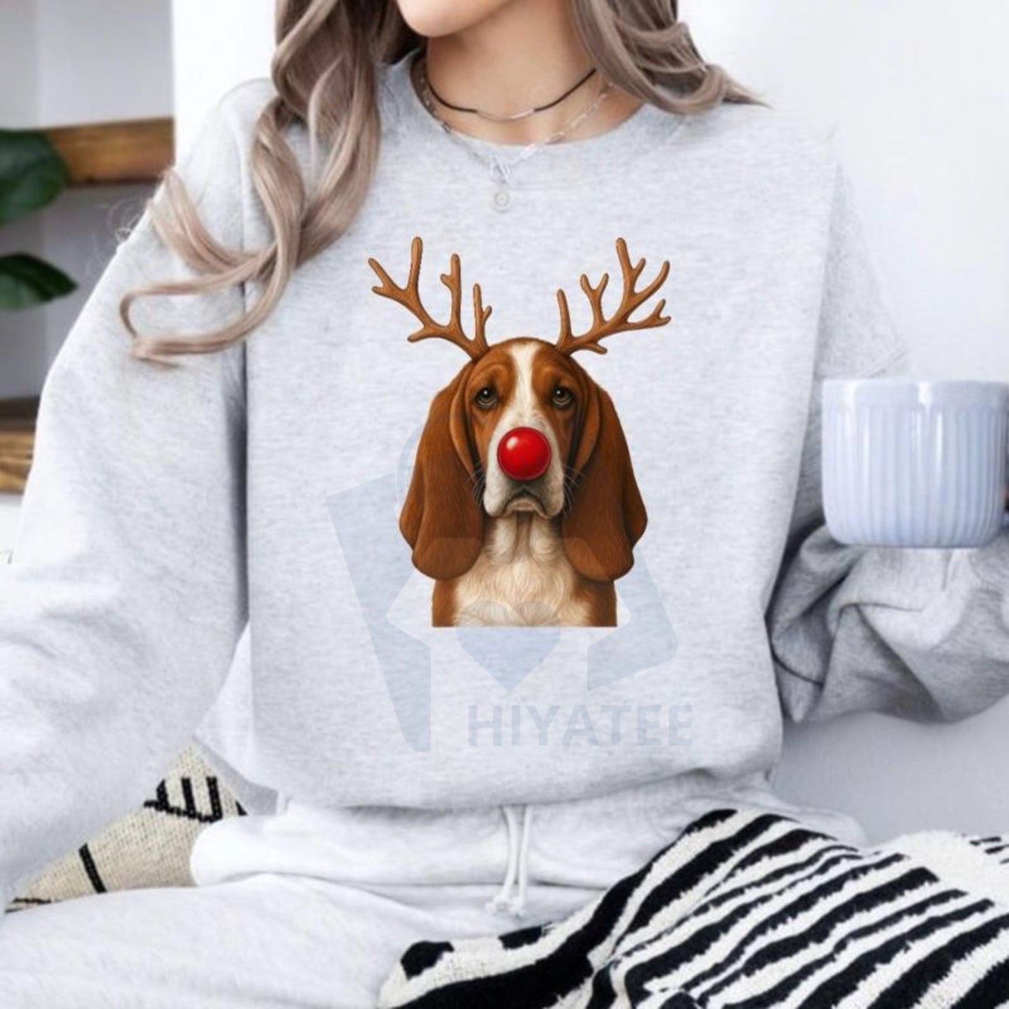 Christmas Reindeer Dog Sweatshirt: Cute Holiday Pet Graphic Pullover, Festive Dog Lover Crewneck, Unisex Gift
