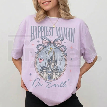 Personalized Retro Happiest Mom On Earth Comfort Colors Shirt – Coquette Bow Mama Tee