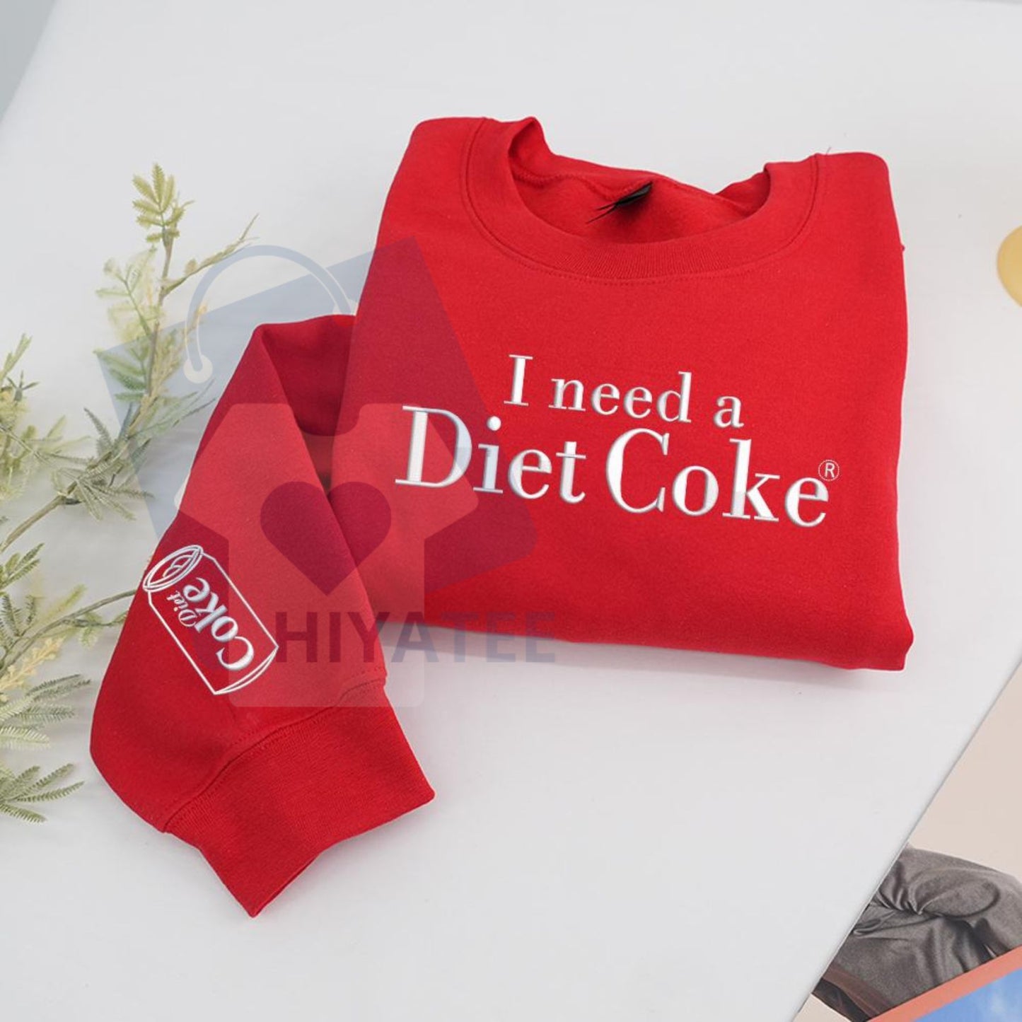 Funny Embroidered "I Need a Diet Coke" Sweatshirt – Sarcastic Caffeine Lover Crewneck