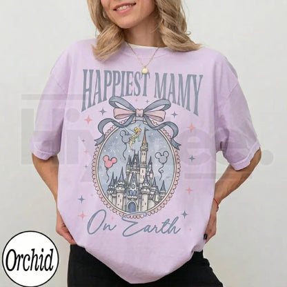 Personalized Retro Happiest Mom On Earth Comfort Colors Shirt – Coquette Bow Mama Tee