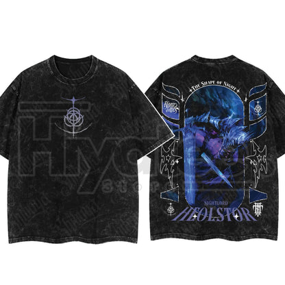 Dark Fantasy Gaming Washed T-Shirt – Oversized Cotton Double Print Streetwear Tee