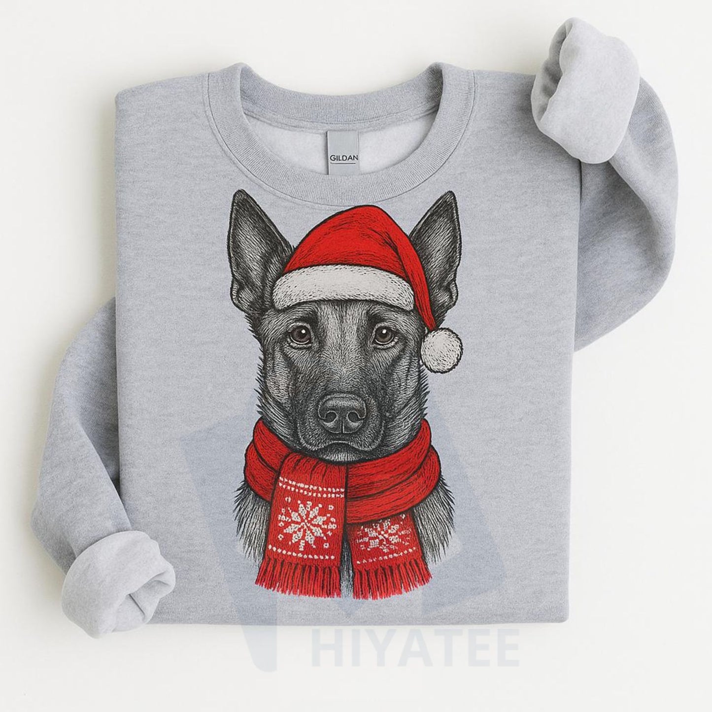 Santa Paws Christmas Hat Dog Sweatshirt: 50 Dog Breeds in Festive Santa Hats, Gildan Unisex Holiday Pullove