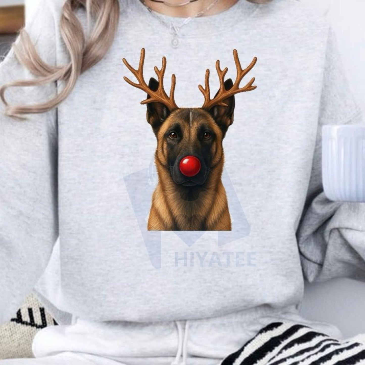 Christmas Reindeer Dog Sweatshirt: Cute Holiday Pet Graphic Pullover, Festive Dog Lover Crewneck, Unisex Gift