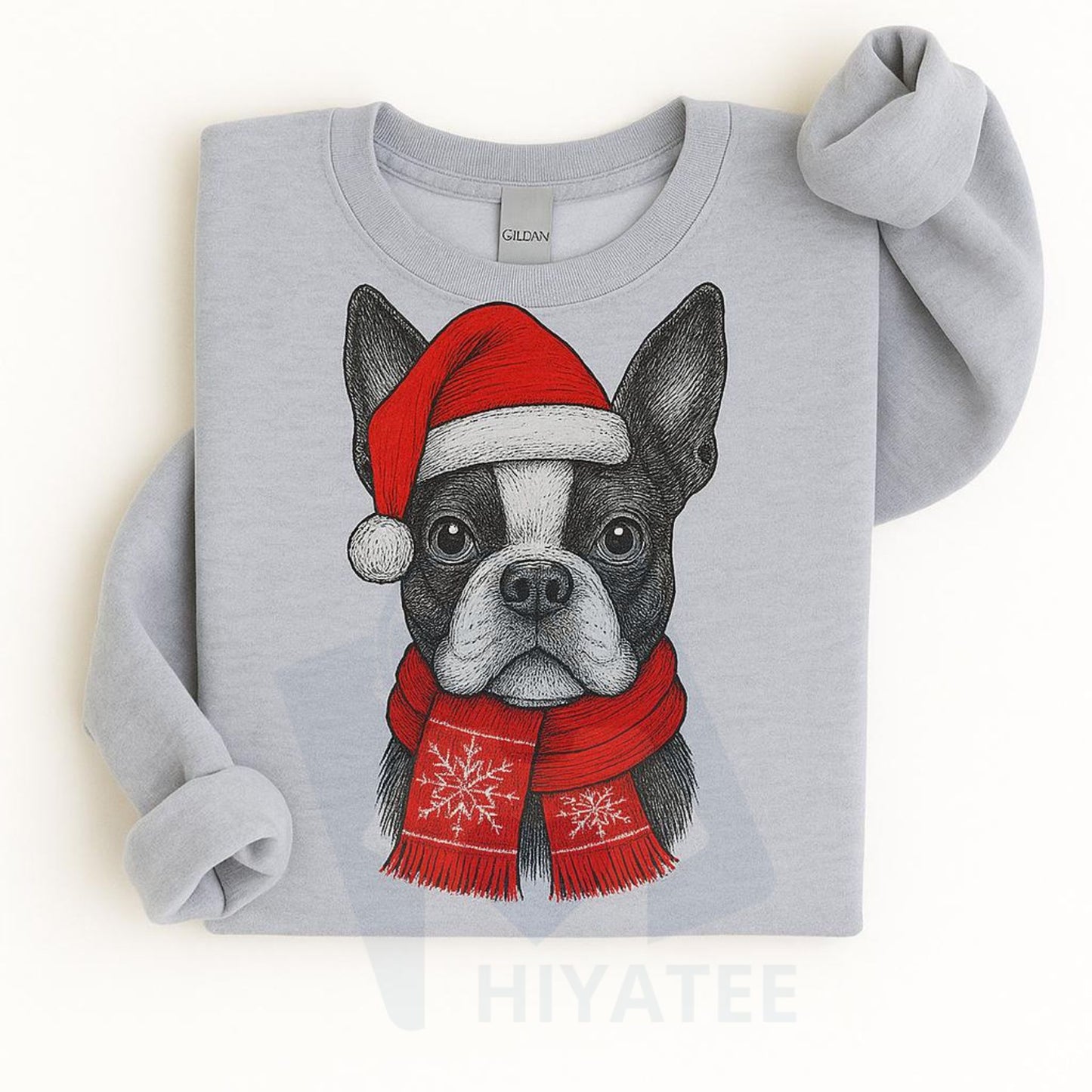 Santa Paws Christmas Hat Dog Sweatshirt: 50 Dog Breeds in Festive Santa Hats, Gildan Unisex Holiday Pullove