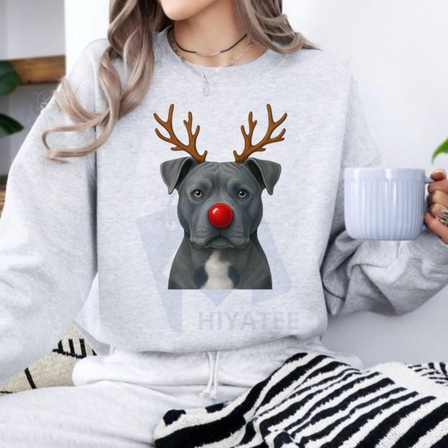 Christmas Reindeer Dog Sweatshirt: Cute Holiday Pet Graphic Pullover, Festive Dog Lover Crewneck, Unisex Gift