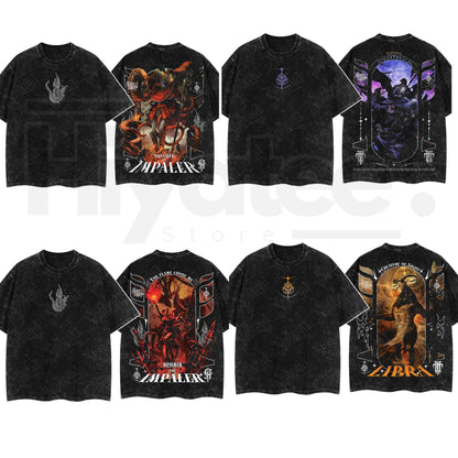 Dark Fantasy Gaming Washed T-Shirt – Oversized Cotton Double Print Streetwear Tee