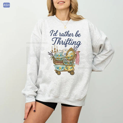 I’d Rather Be Thrifting Shirt: Vintage Thrift Lover Graphic Tee for Cottagecore Fans