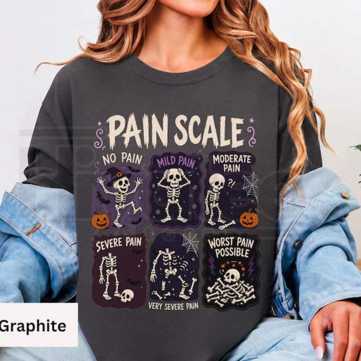 Funny Nurse Halloween Shirt Pain Scale Skeleton RN Comfort Colors Tee