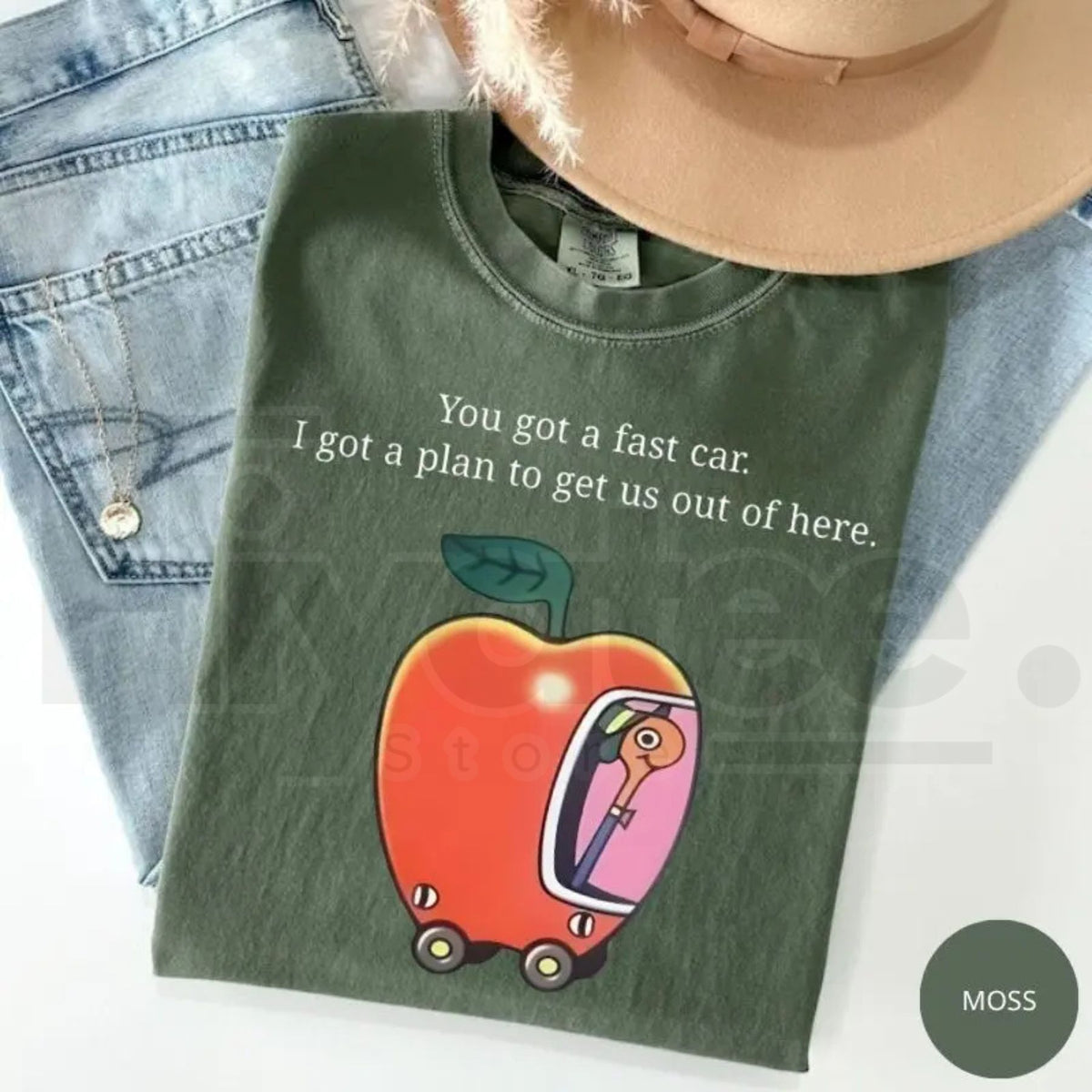 Comfort Colors Fast Car T-Shirt Retro Apple Graphic Road Trip Tee