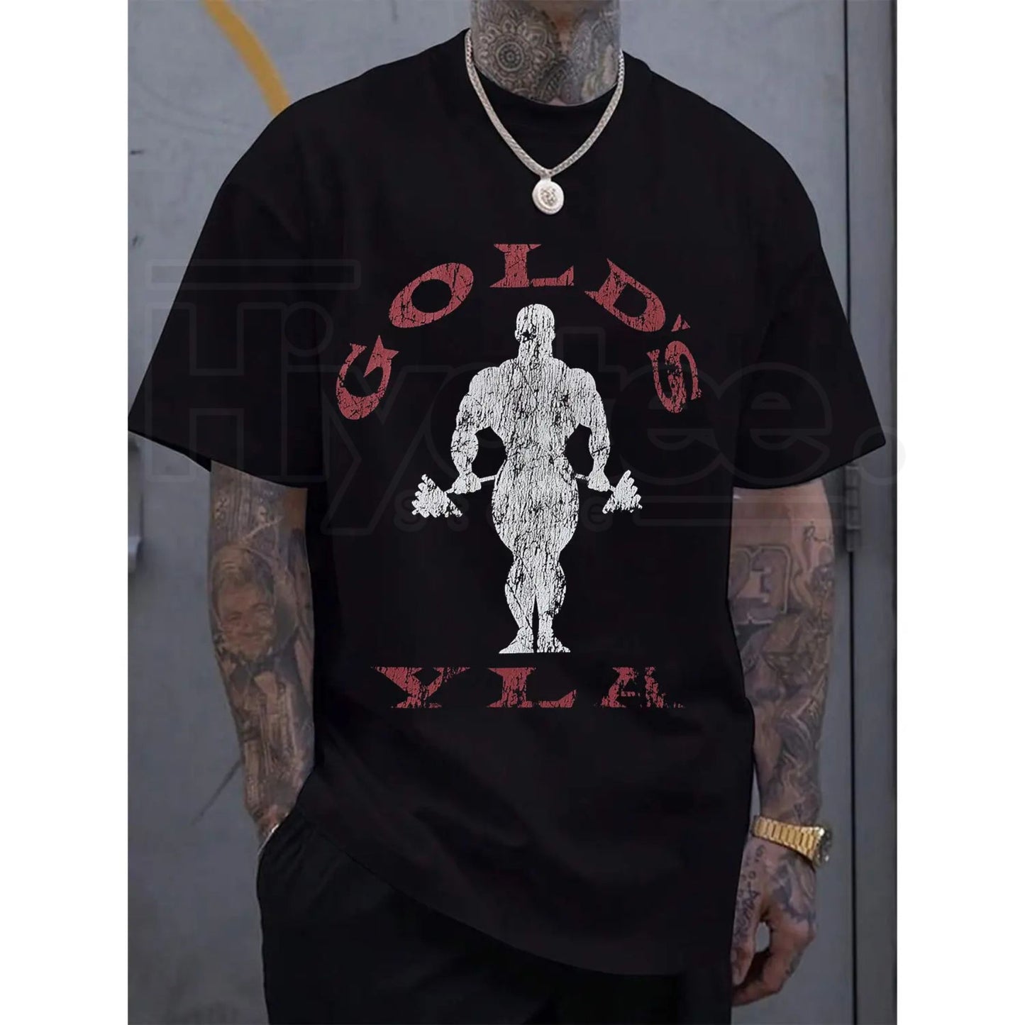 Gold's Gym Weightlifting Graphic Tee – Men's 100% Cotton Bodybuilding T-Shirt