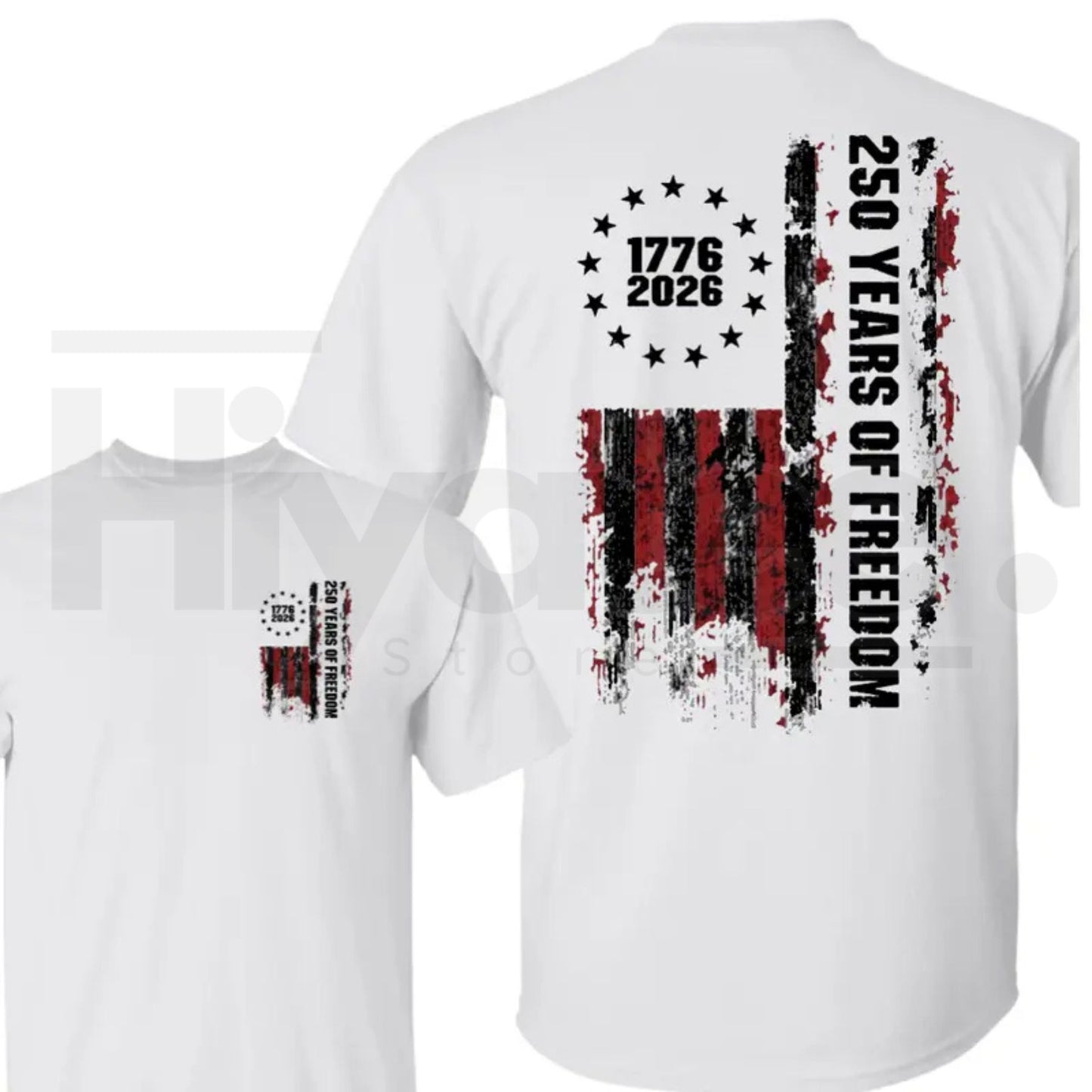 Double-Sided USA 250th Anniversary T-Shirt – Vintage 1776-2026 Patriotic Flag Tee