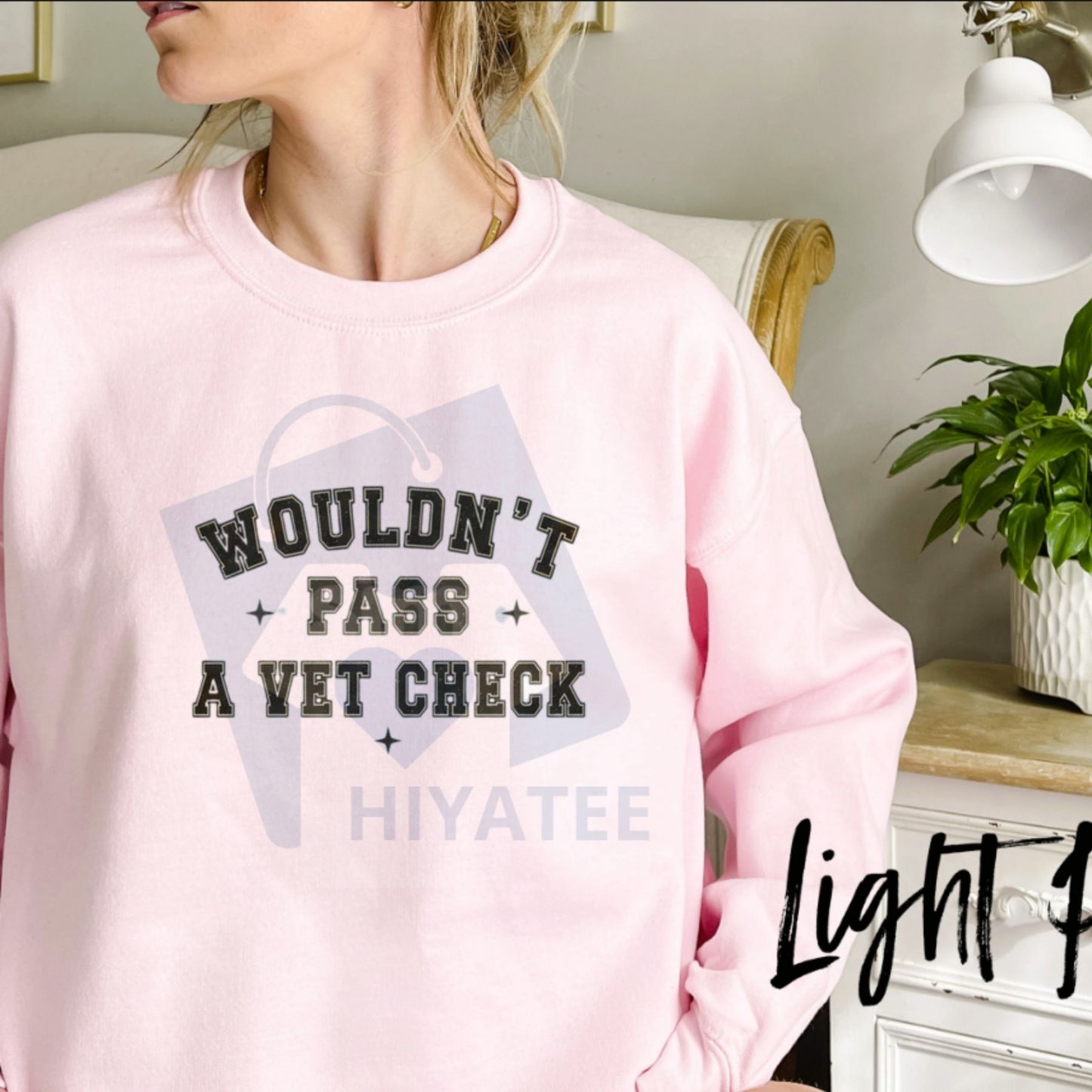 "Wouldn't Pass A Vet Check" Sweatshirt: Funny Sarcastic Vet Tech & Pet Lover Crewneck, Humorous Gift for Veterinarians
