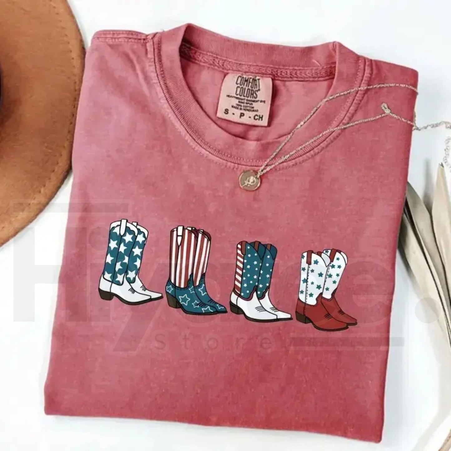 Comfort Colors® Patriotic Cowboy Boots Shirt – Fourth of July Western Graphic Tee