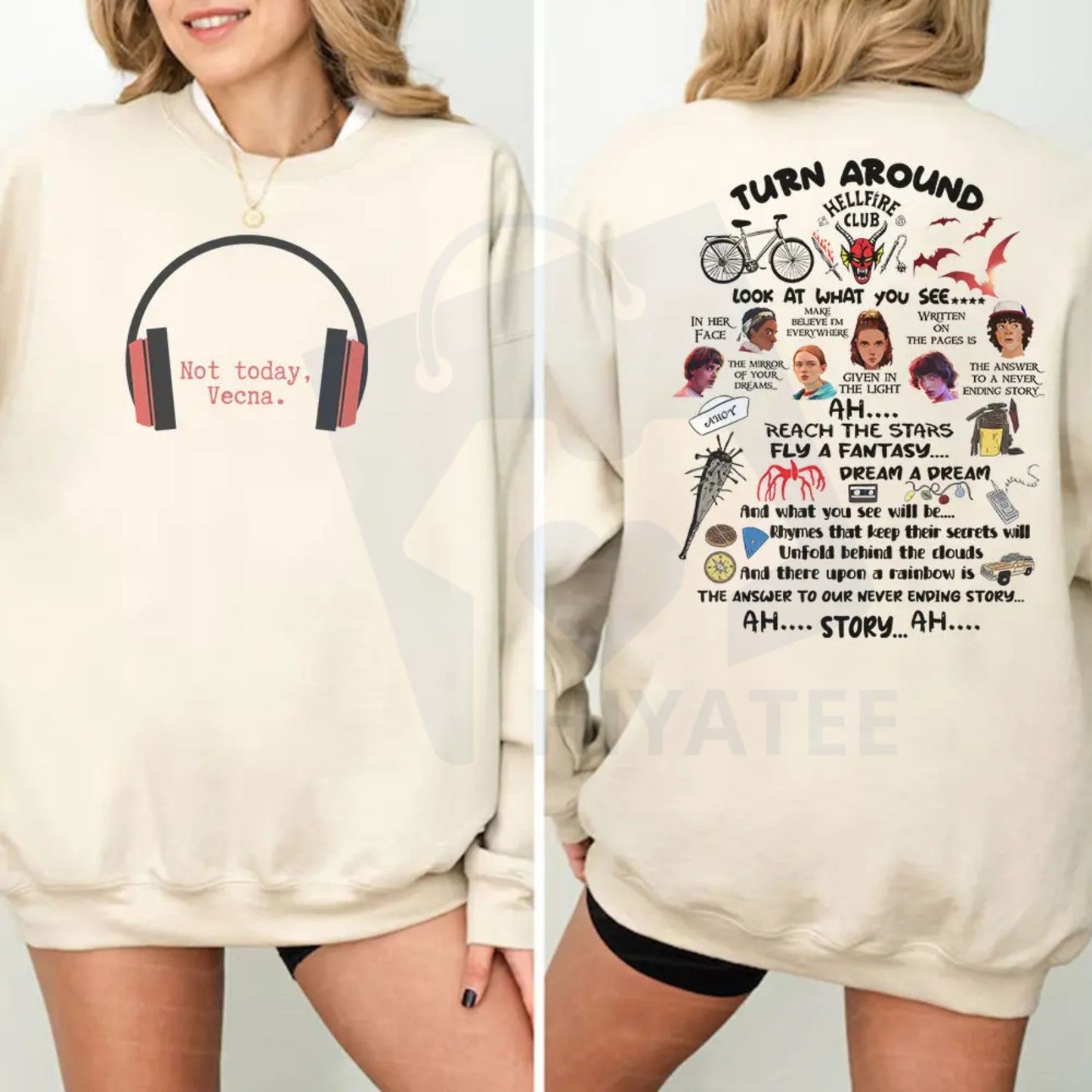 Funny Not Today Vecna Shirt: Never Ending Story 2 Sides Sweatshirt, Christmas Things Sweater, Retro Graphic Crewneck, Stranger Fan Gift