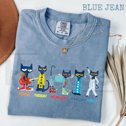 Comfort Color Pete The Cat Days Of The Week TShirt Funny Teacher Tee