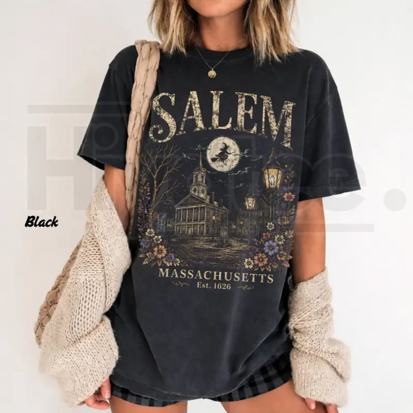 Salem Massachusetts T-Shirt – Vintage Witch City Halloween Graphic Tee, Retro Spooky Fall Gothic Shirt