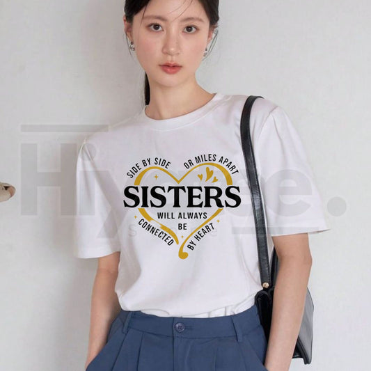 "Side By Side Or Miles Apart" – Matching Sisters Vacation Graphic Top