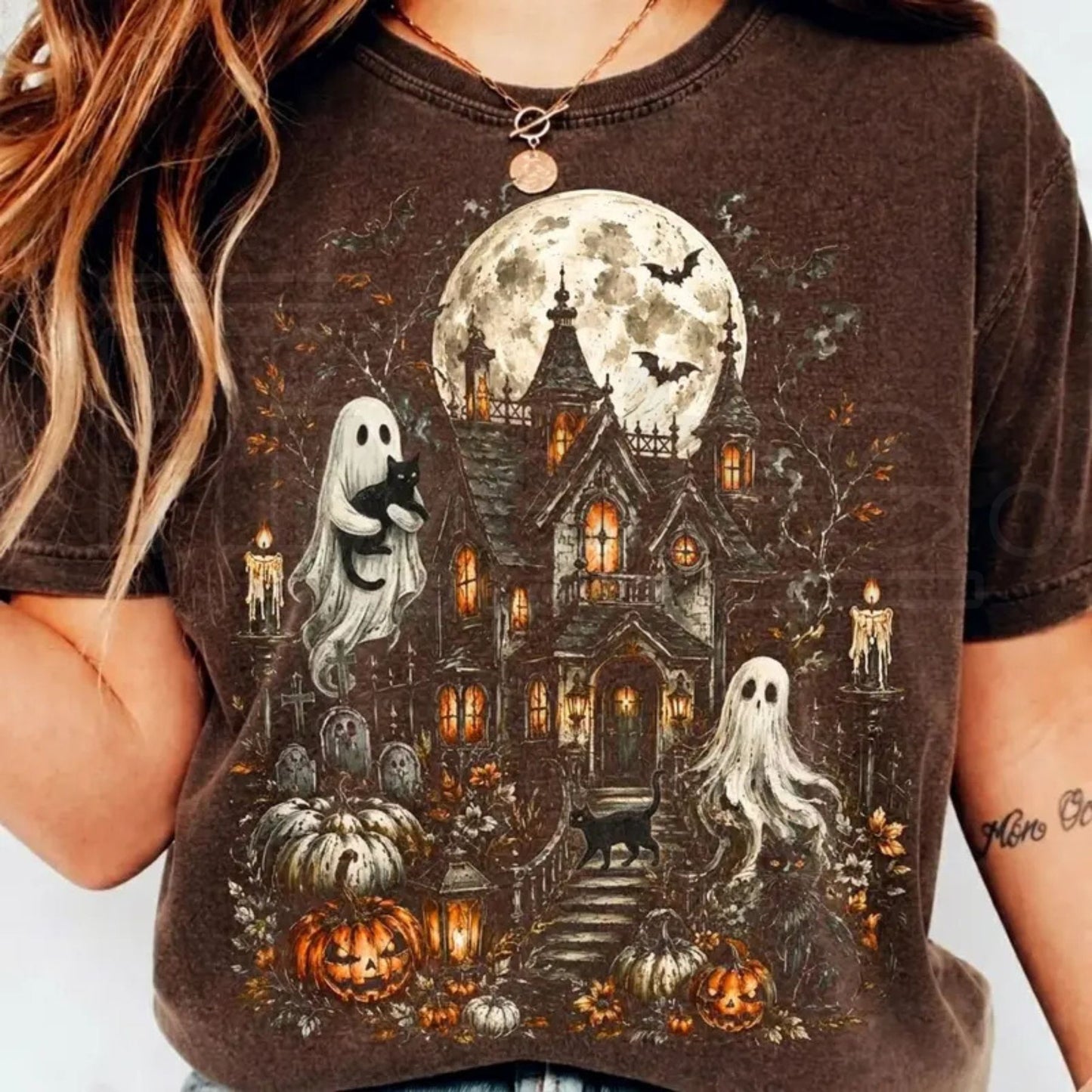 Haunted House Ghost Halloween Comfort Colors Shirt