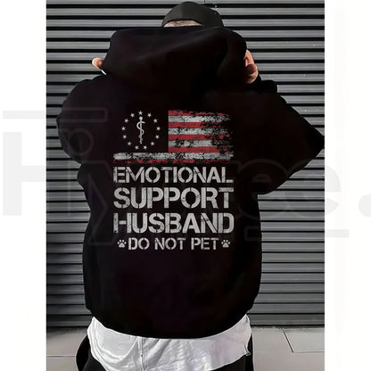 "Emotional Support Husband" – USA Flag Motif Graphic Apparel