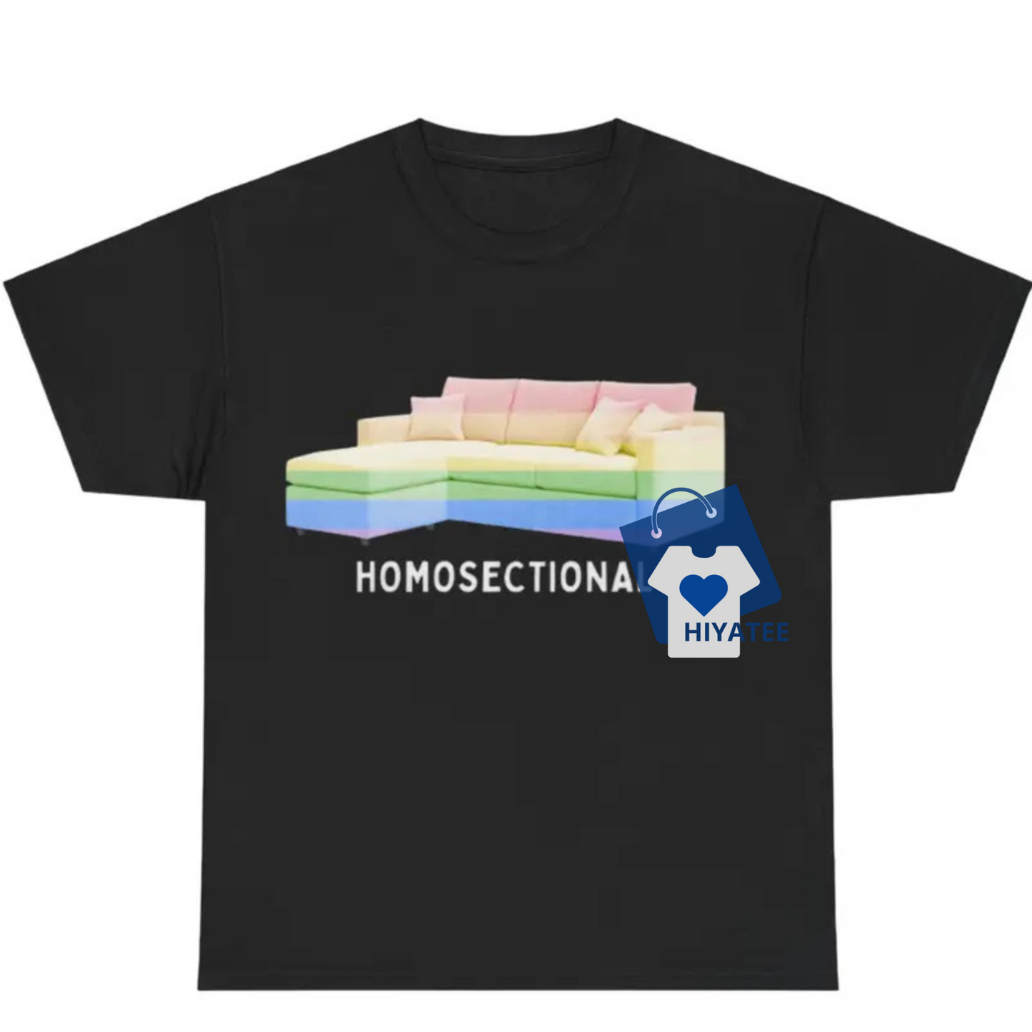 Homosectional Meme T-Shirt – Funny LGBTQ Rainbow Couch Graphic Tee for Pride Month