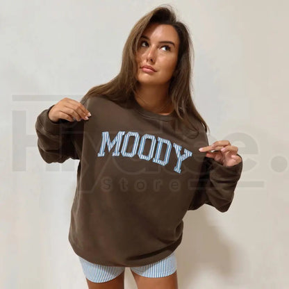 "Moody: Better Days Ahead" Embroidered Crewneck Sweatshirt – Aesthetic Motivational Apparel