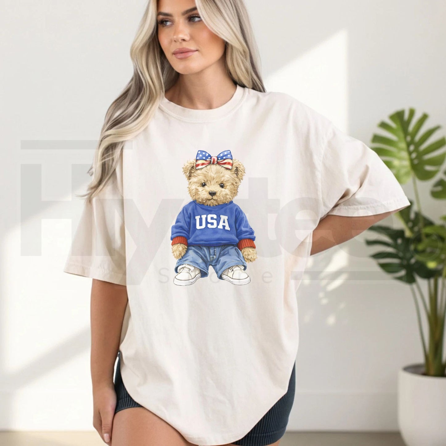 Comfort Colors® USA Bear Shirt – Trendy Women's Patriotic Graphic Tee