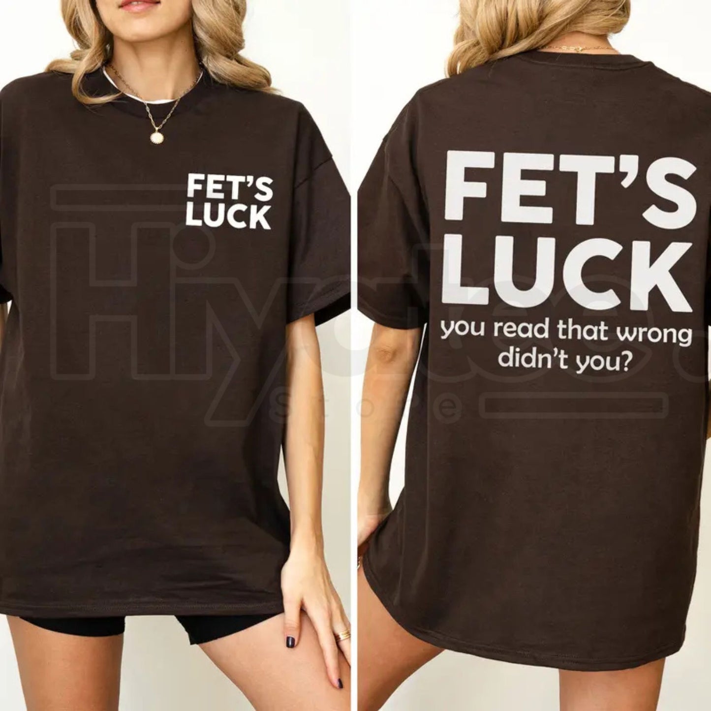 "Fet's Luck" Funny Graphic – Daily Casual Cotton Womenswear Top