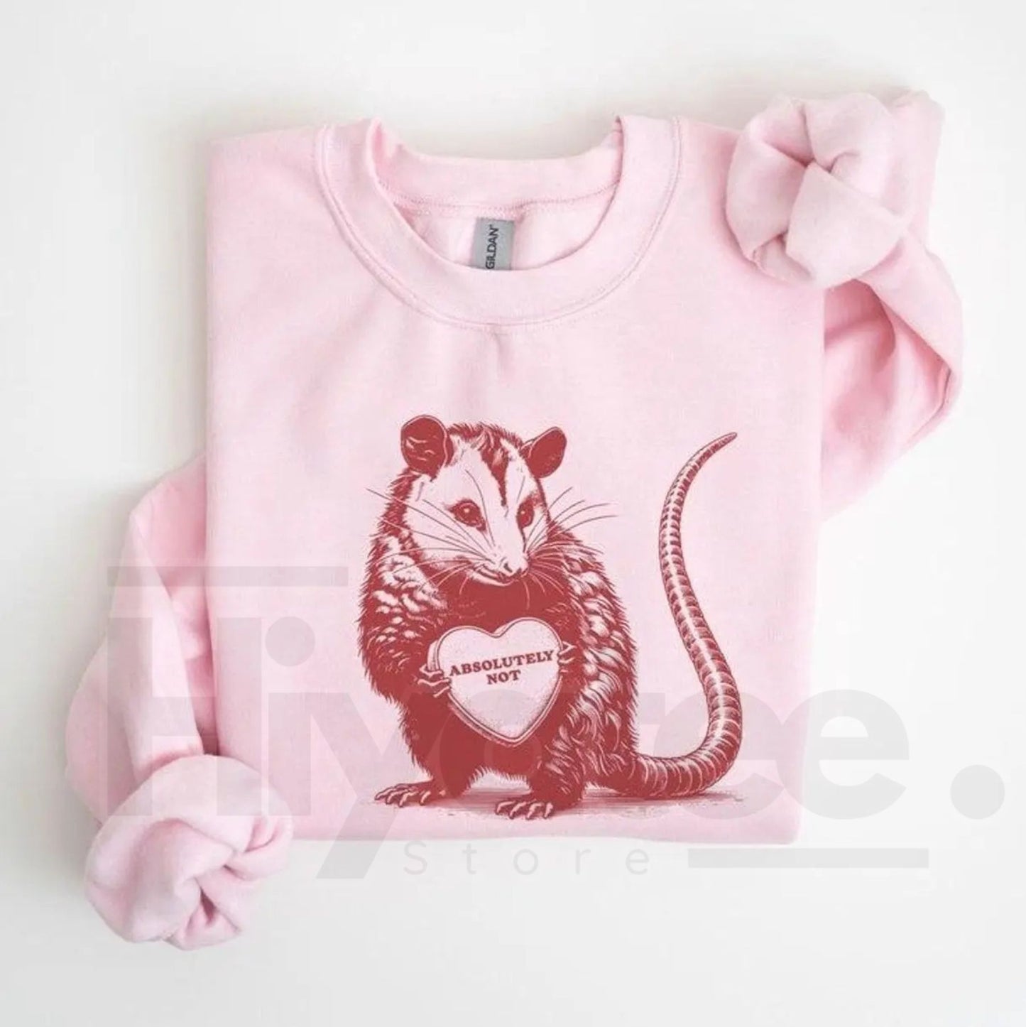 Absolutely Not Possum Valentine’s Sweatshirt: Funny Opossum Meme Heart Sweater