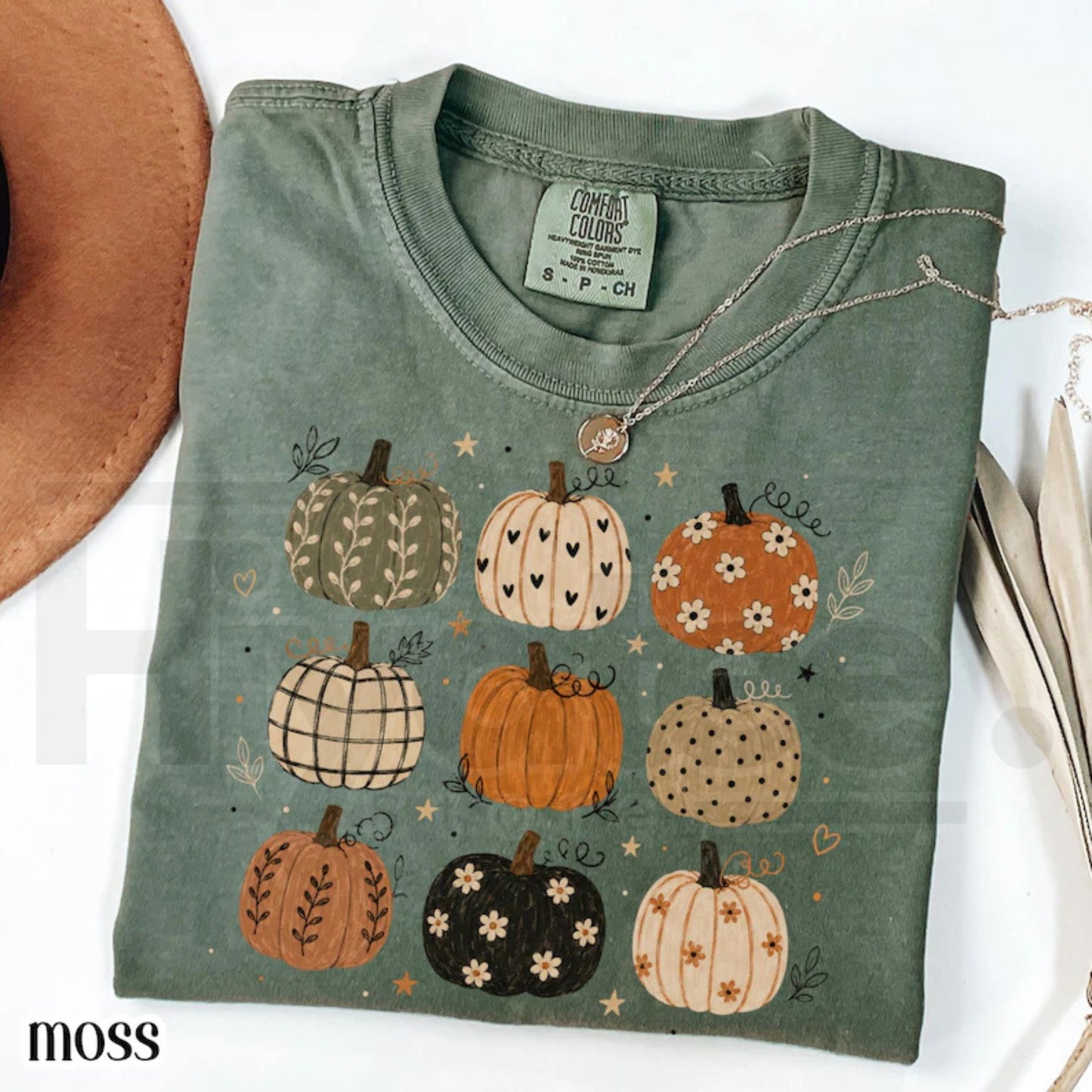 Boho Pumpkin Comfort Colors Shirt Cute Fall Pumpkin Pattern Tee