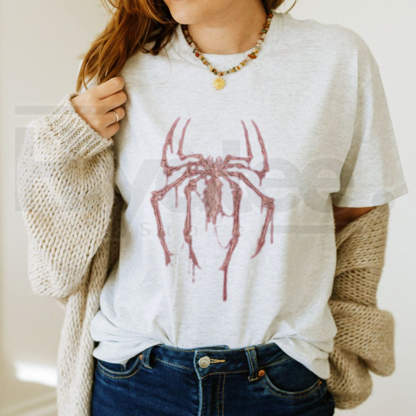Vintage Spider Skeleton Graphic T-Shirt – Gildan Unisex Gothic Grunge Tee