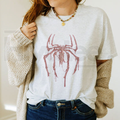 Vintage Spider Skeleton Graphic T-Shirt – Gildan Unisex Gothic Grunge Tee