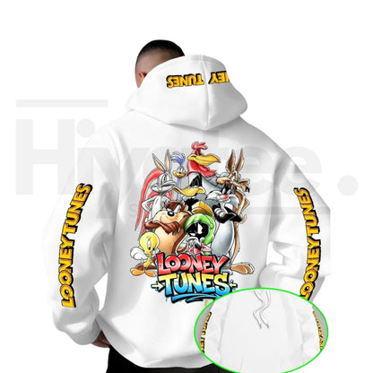 Warner Bros Looney Tunes Gradient Print Hoodie – Vintage Cartoon Character Pullover