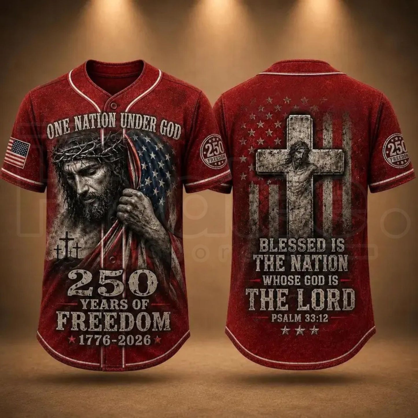 Christian Faith USA 250th Anniversary Baseball Jersey – Patriotic Cross Flag Shirt