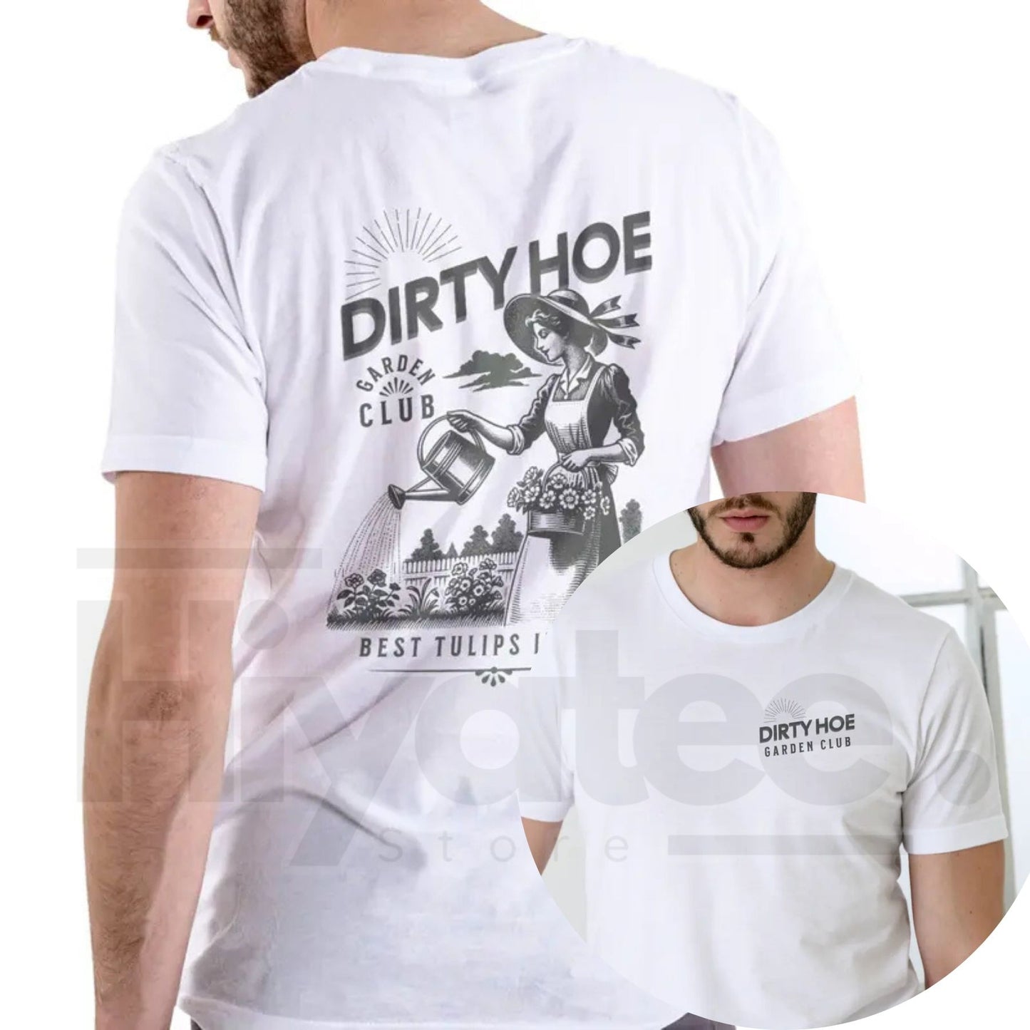Dirty Hoe Garden Club T-Shirt – Funny Sarcastic Plant Lover Graphic Tee, Unisex Premium Cotton Gardening Streetwear Top