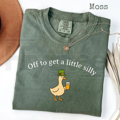Comfort Colors® Off To Get A Little Silly T-Shirt – St. Patrick’s Day Goose Shirt, Funny Irish St. Paddy’s Day Graphic Tee