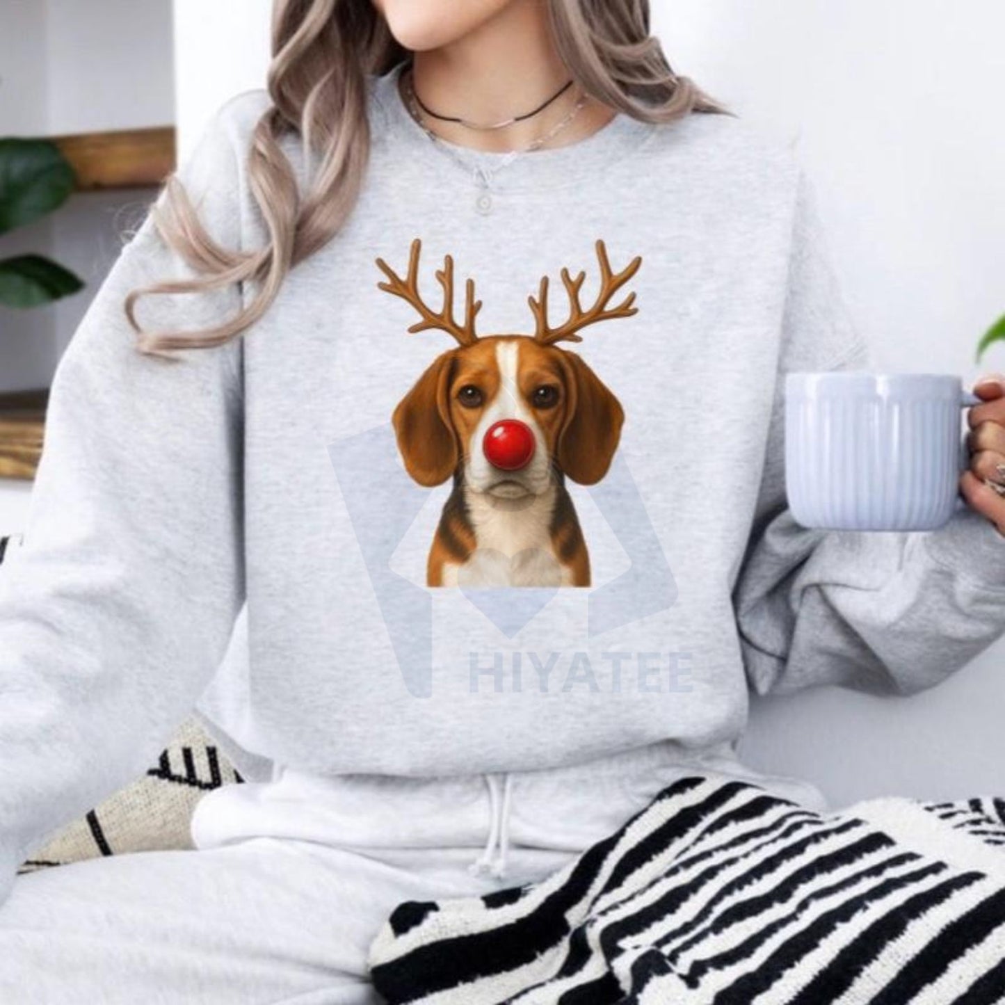 Christmas Reindeer Dog Sweatshirt: Cute Holiday Pet Graphic Pullover, Festive Dog Lover Crewneck, Unisex Gift