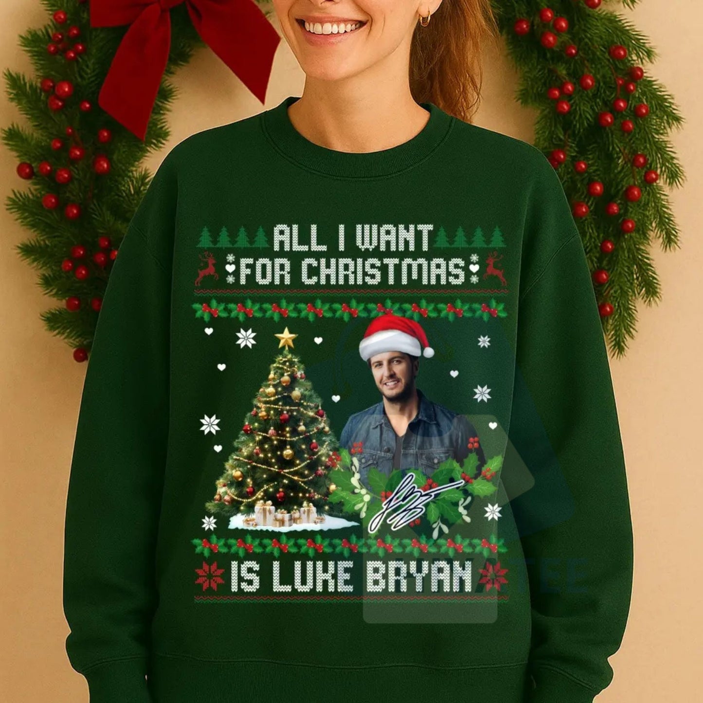 All I Want For Christmas Is Luke Bryan Shirt: Christmas Country Music Lover Gift, Trending Music Lover Tee, Holiday Fan Apparel