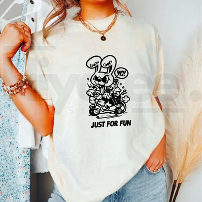 Urban Cartoon Graffiti Bunny T-Shirt – Street Art Graphic Tee for Men & Women