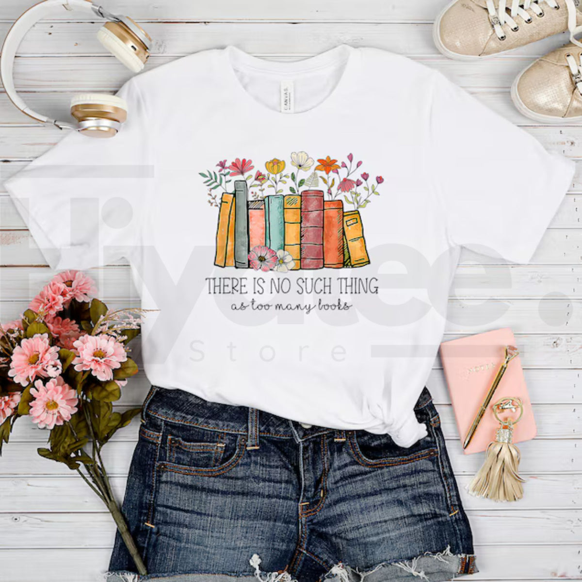 Floral Book T-Shirt – Bookworm Librarian Gift Graphic Tee