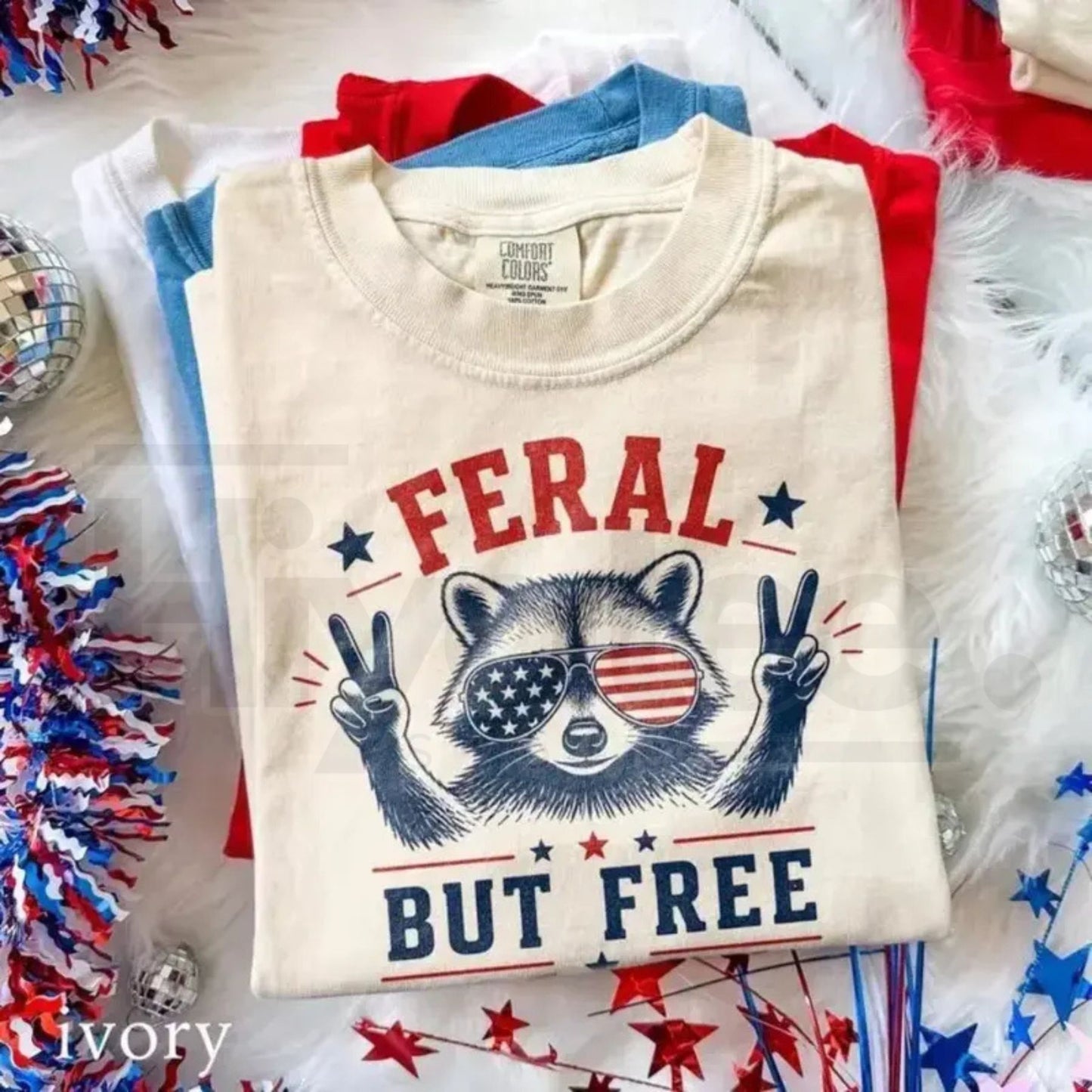 Comfort Colors USA 250th Birthday Patriotic Freedom Raccoon T-Shirt – Americana Independence Day Summer Style Gift Tee