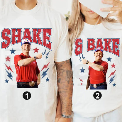 Shake and Bake 4th of July T-Shirt – Funny Matching Couples Independence Day Tee