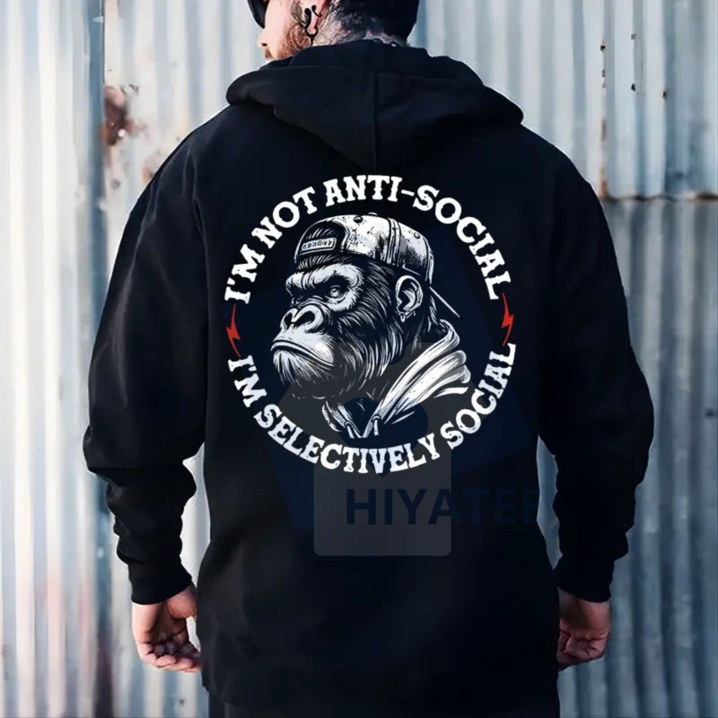 "I'm Not Anti-Social I'm Selectively Social" Printed Hoodie