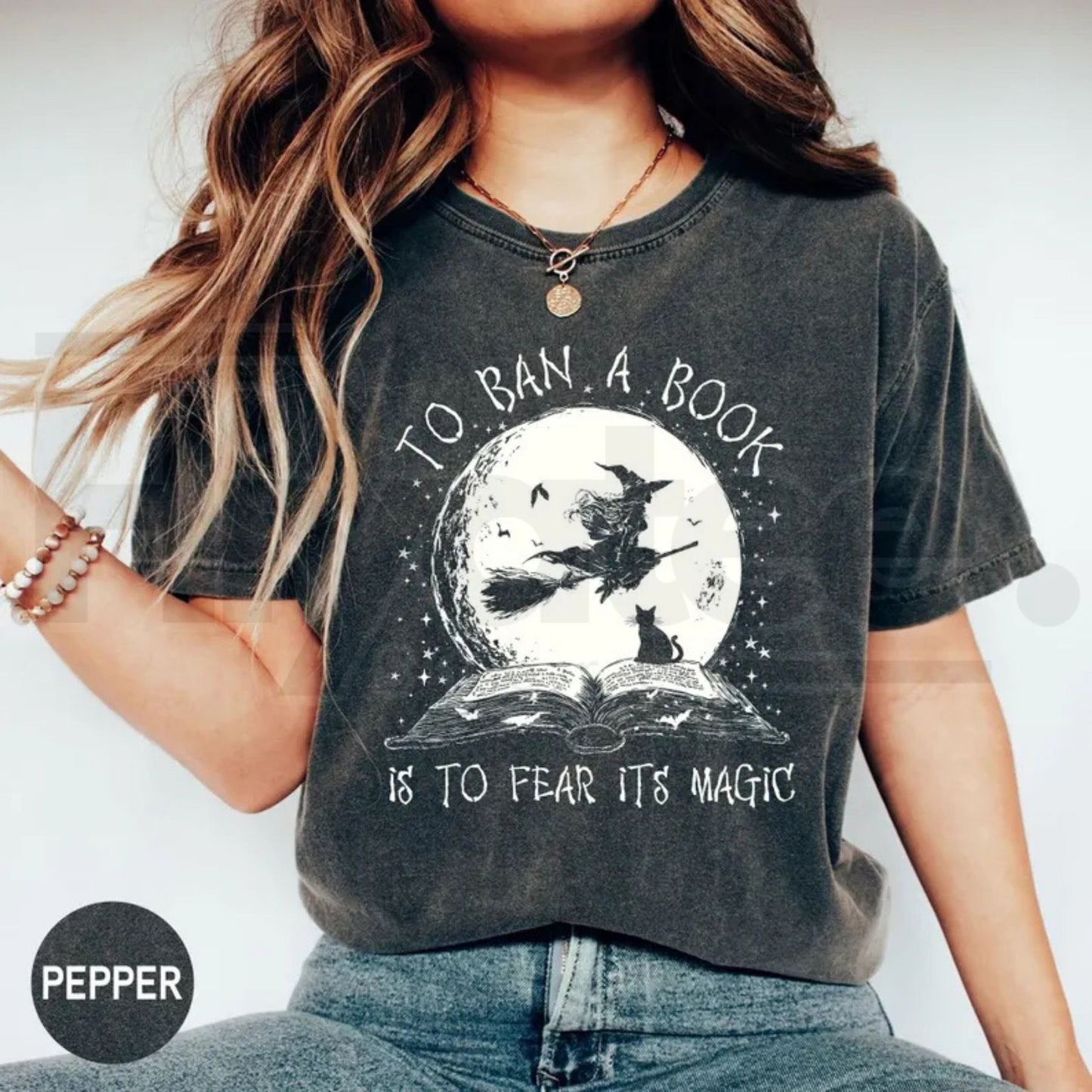 Comfort Colors Halloween Witch Book Shirt Reading Witch Library Gift