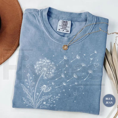 Dandelion Wildflower Comfort Colors T-Shirt Boho Floral Botanical Tee