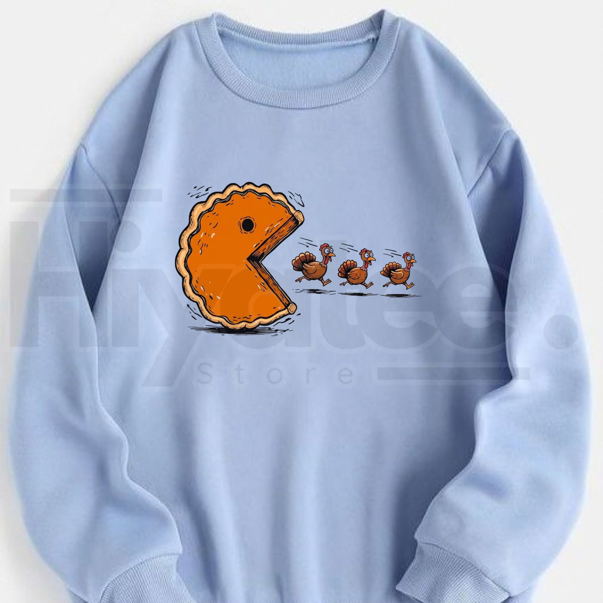 Pumpkin Pie Chasing Turkeys Sweatshirt, Funny Thanksgiving Foodie Graphic Pullover